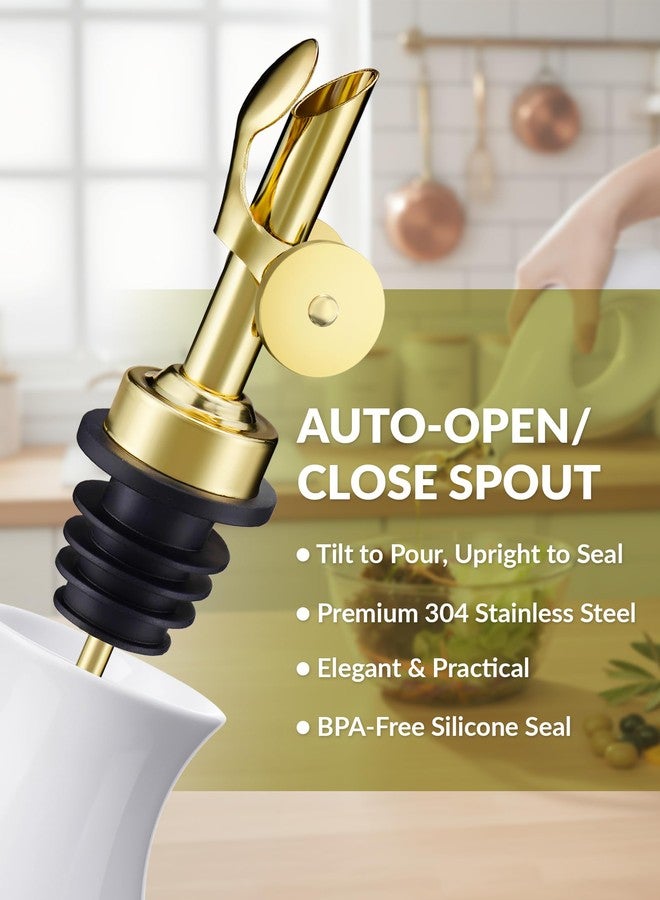 NiHome Ceramic Olive Oil Dispenser Bottle with Spout, 17.6OZ Oil & Vinegar Bottle for Kitchen, Dishwasher Safe Dispensing Bottle for Soy Sauce, Sauce & Other Liquids (All White) - Image 3
