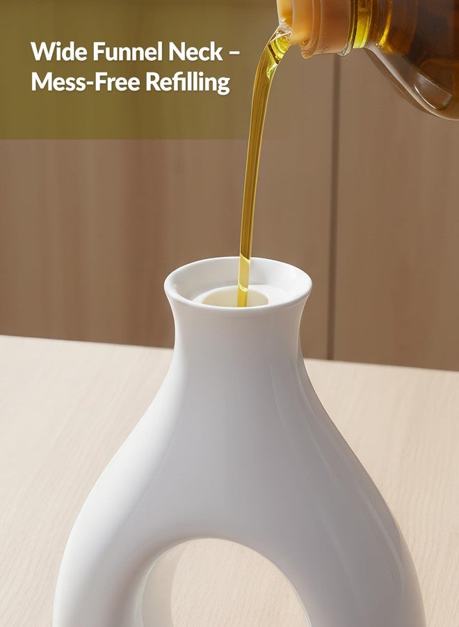 NiHome Ceramic Olive Oil Dispenser Bottle with Spout, 17.6OZ Oil & Vinegar Bottle for Kitchen, Dishwasher Safe Dispensing Bottle for Soy Sauce, Sauce & Other Liquids (All White) - Image 5