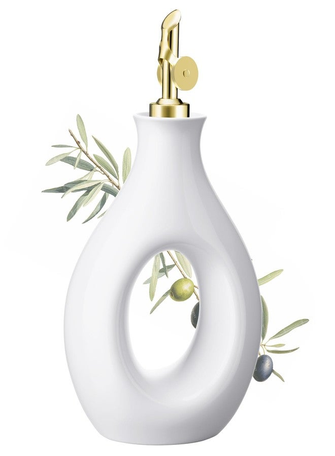 NiHome Ceramic Olive Oil Dispenser Bottle with Spout, 17.6OZ Oil & Vinegar Bottle for Kitchen, Dishwasher Safe Dispensing Bottle for Soy Sauce, Sauce & Other Liquids (All White) - Image 1