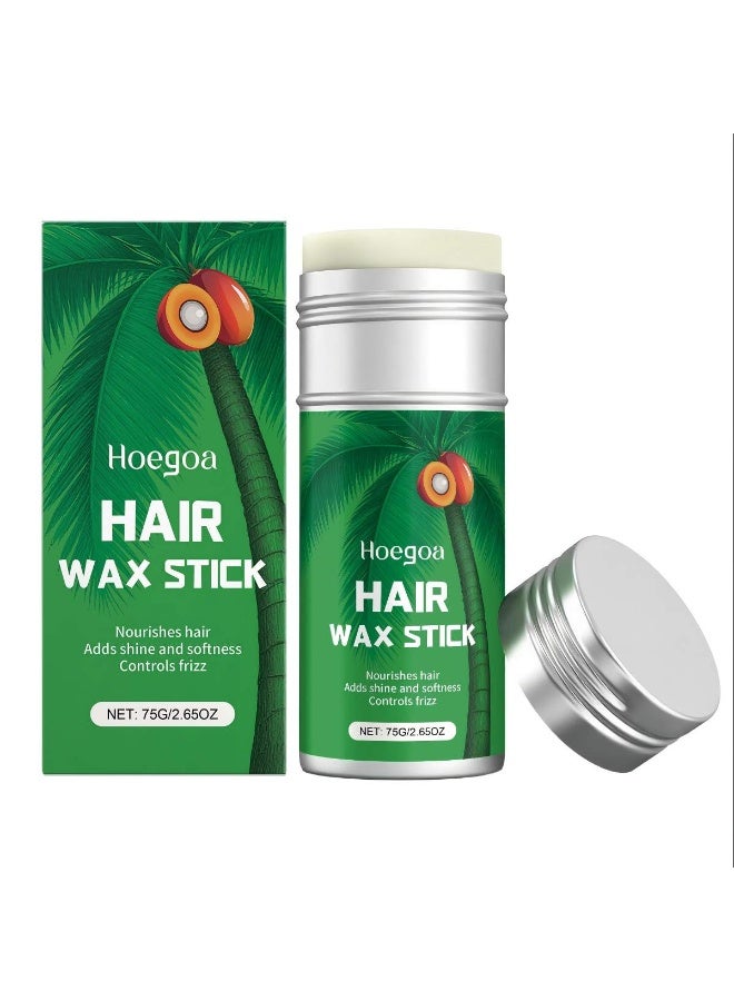 Hoegoa Hair Wax Stick, Beeswax Stick with Castor Oil, Strong and Long Lasting Hold Non Greasy Styling Wax For Flyaways Edge Frizz Hair Suitable For Unisex, 75g/2.65oz - Image 1