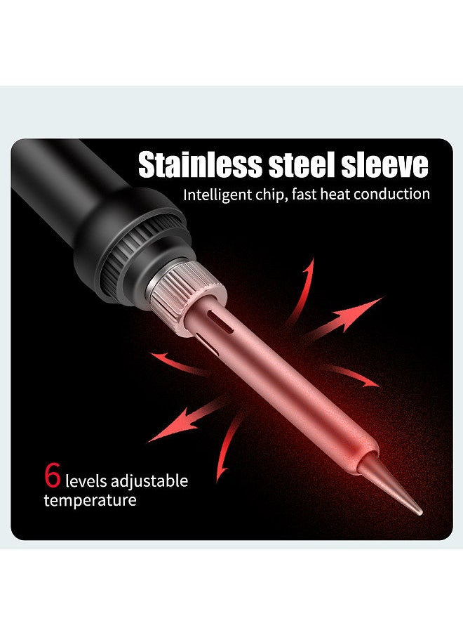 ANENG - ANENG SL101 60W Electric Soldering Iron Kit 6-Level Adjustable Temperature Thermostatic Design with Solder Sucker Solder Tips Solder Auxiliary Tools Soldering Stand Tweezer for Welding Wiring - Image 1