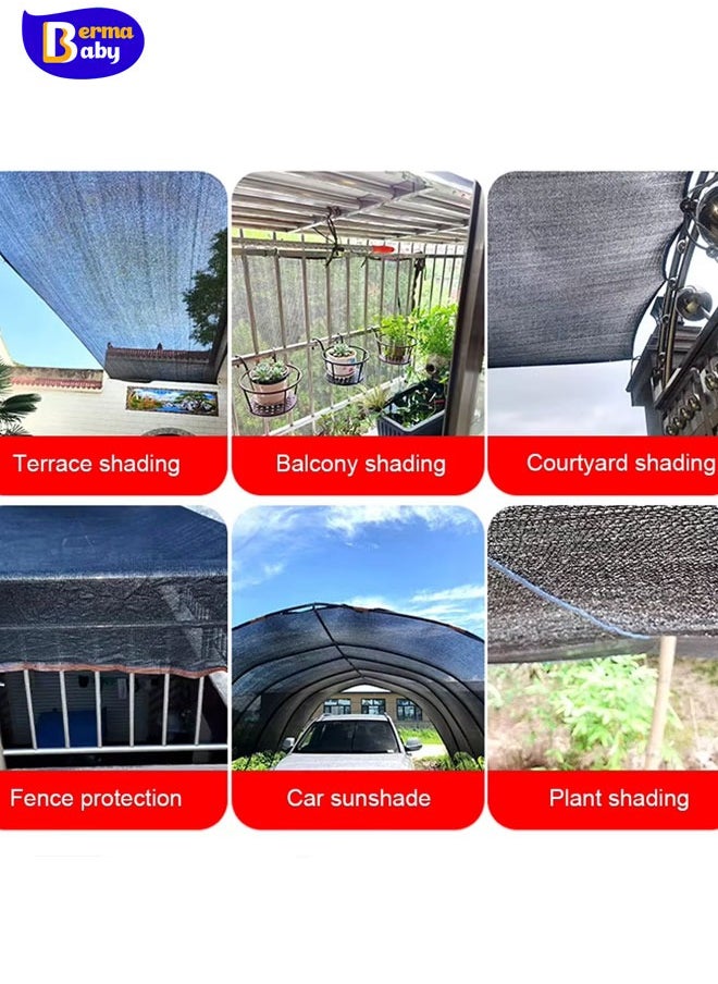 Berma Baby - Car Sun Protection Black Shade Cloth with Grommets Outdoor Sunscreen Net Waterproof Thickened Shading Mesh Practical Sunblock Shade Cloth Supplies - Image 1