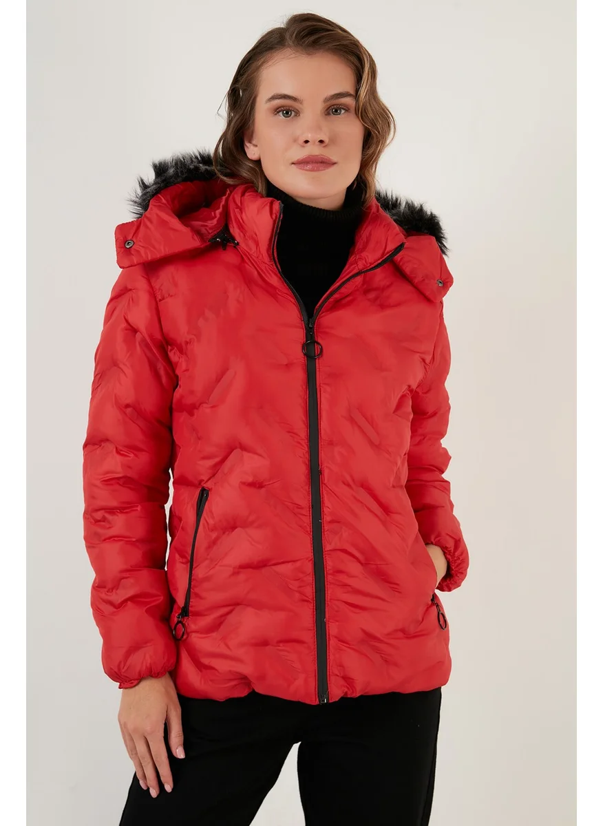 Lela Women's Coat with Faux Fur Removable Hooded High Collar Coat 5760089