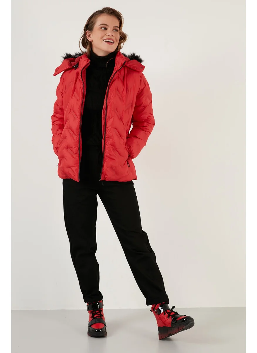 Lela Women's Coat with Faux Fur Removable Hooded High Collar Coat 5760089