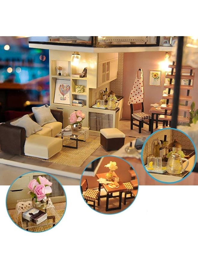 SYOSI Diy Miniature Dollhouse Kit 1:24 Scale Creative Room Mini Handmade Wooden Doll House With Dust Proof Cover For Kids Teens Adults Assemble The Villa Model Gift - Image 3