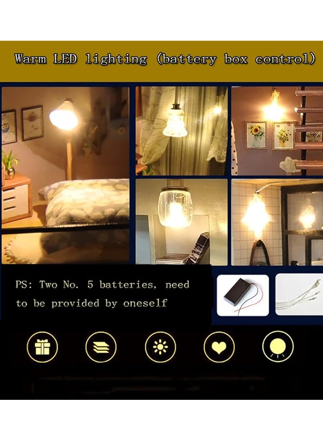 SYOSI Diy Miniature Dollhouse Kit 1:24 Scale Creative Room Mini Handmade Wooden Doll House With Dust Proof Cover For Kids Teens Adults Assemble The Villa Model Gift - Image 5