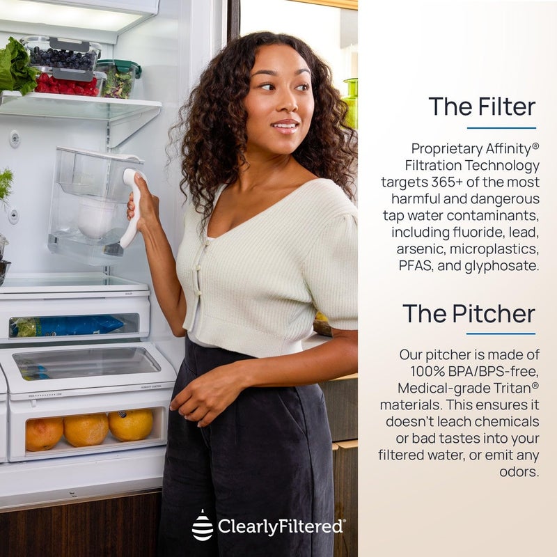 Clearly Filtered No.1 Filtered Water Pitcher/Updated Model/Targets 365+ Contaminants e.g. Fluoride Chlorine PFAS Microplastics Lead Arsenic BPA/BPS Free (Pitcher Includes 1 Filter) - Image 5