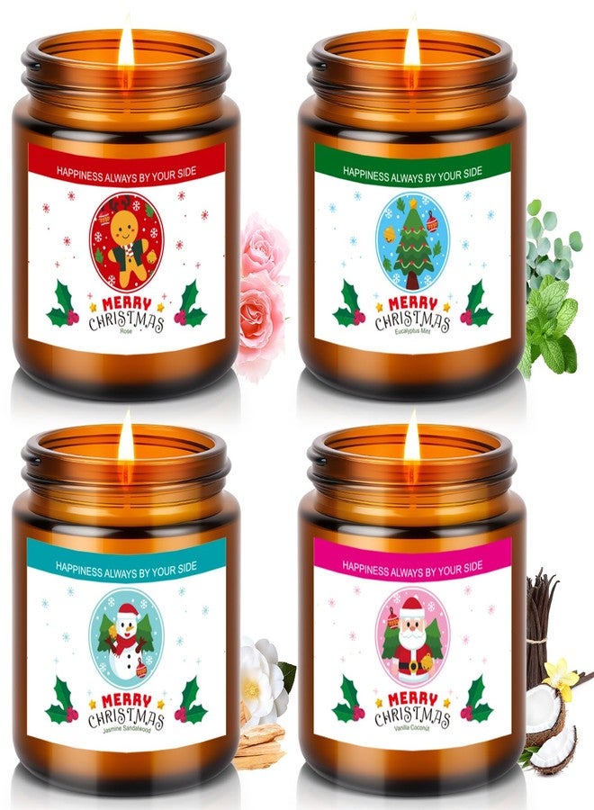 SUPERSUN Christmas Candle Set,Scented Candles for Holiday,4 Pack Natural Soy Candles for Home Scented,Christmas Gifts for Women and Men,Scents of Christmas Tree/Cookies/Spices/Flower - Image 1