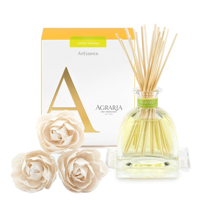 AGRARIA AirEssence Flower and Reed Diffuser Set Handmade Sola Flower Botanical Home Fragrance Set Scented Oil Reed Diffuser Gift for All Occasions