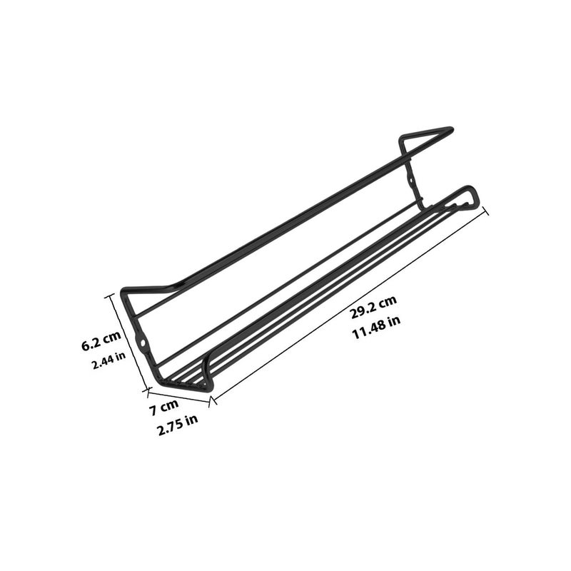Black Metal No Drill Wall Spice Rack Kitchen Hanging Shelf - Image 3