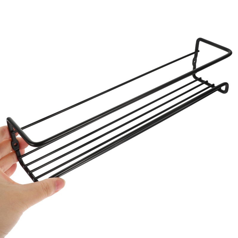 Black Metal No Drill Wall Spice Rack Kitchen Hanging Shelf - Image 5