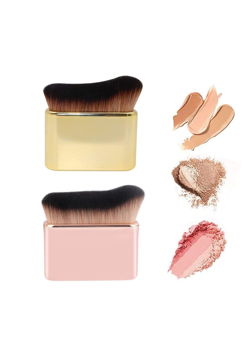 Foundation Makeup Brush,  Face Blush Brush, Handless Makeup Blender, Liquid Powder Foundation Brush, for Blending Liquid, Cream or Flawless Powder Cosmetics 2pcs - Image 1