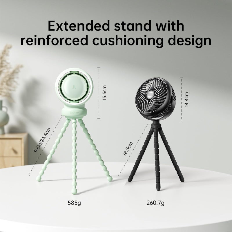 JISULIFE Stroller Fan Baby Large, Safe Bladeless for Crib, Desk, 4000mAh Battery Rechargeable Portable Cooling Fan with Air Turbo Tech, Night Light, Food-Grade Gift for Mom/Dad/Friend - Green - Image 5