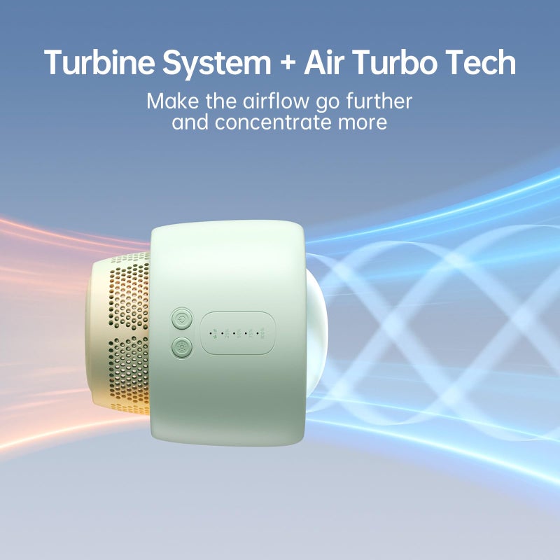 JISULIFE Stroller Fan Baby Large, Safe Bladeless for Crib, Desk, 4000mAh Battery Rechargeable Portable Cooling Fan with Air Turbo Tech, Night Light, Food-Grade Gift for Mom/Dad/Friend - Green - Image 2