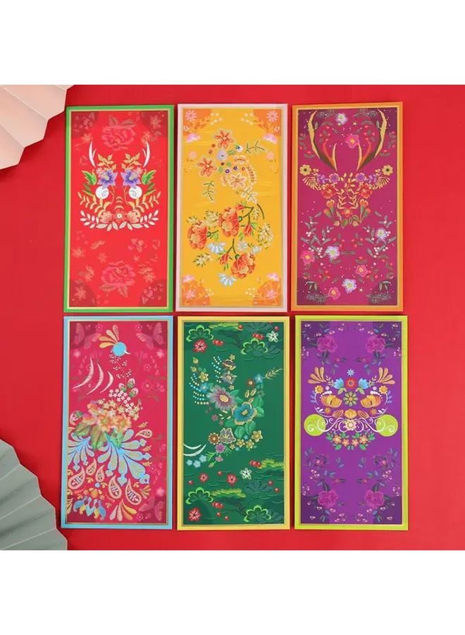 6 Pack Chinese New Year Red Envelopes Lucky Money Gift Pack 6 Auspicious Patterns - Image 2