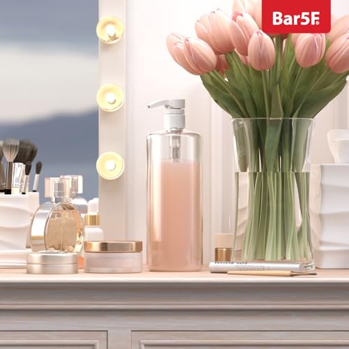 Bar5F مضخات بار5F سعة 1 لتر لزجاجات الشامبو والبلسم بسعة 33.8 أونصة للعلامات التجارية الاحترافية (أبيض وأسود) - Image 5