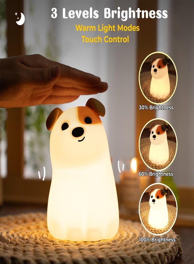 AVEKI Puppy Night Light for Kids, Cute Dog Lamp Dog Lover Gifts for Women & Kid, Dimmable Silicone Animal Night Light for Baby Nursery, Rechargeable Touch Desk Lamp Table Lamp, Kawaii Room Decor - Image 2