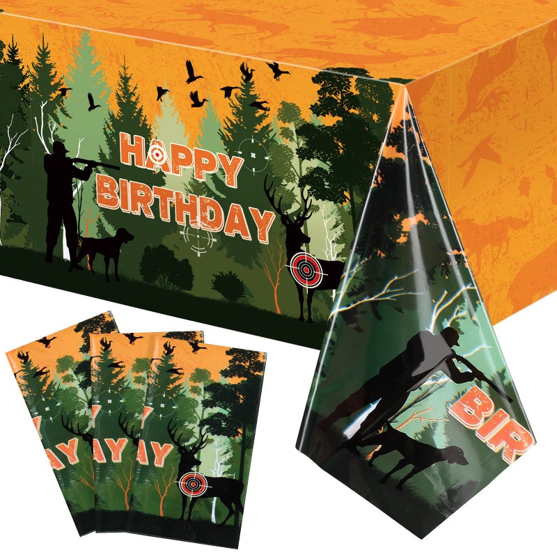 Tiamon 3 Pieces Hunting Camo Tablecloth Deer Birthday Plastic Table Covers Camouflage Hunting Table Cloth Camo Disposable Party Supplies for Camo Birthday Party Decoration 108 x 54 Inch