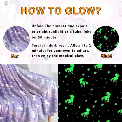 TONY STARK ULTRAAGLOW Glow in The Dark Blanket for Kids (0-15 Years, 200x152 Cm) Soft Flannel Fleece Throw, Cozy & Warm All-Season Radium Blanket, for Boys & Girls (Purple Star) - Image 2