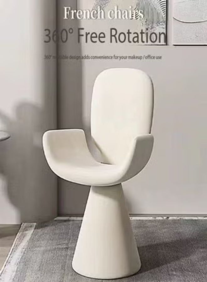 Raffine Modern Sculptural Swivel Accent Chair with Solid Wood Core and Soft Velvet Upholstery, 360-Degree Rotating Designer Chair Featuring Curved Backrest and Pedestal Base for Contemporary Dining, Living, or Statement Interiors 55 x 58 x 82 cm. - Image 1