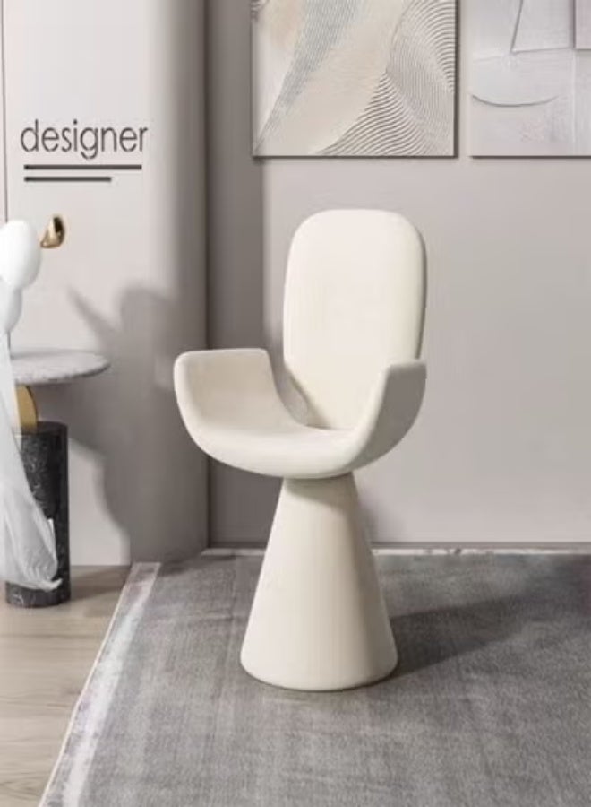 Raffine Modern Sculptural Swivel Accent Chair with Solid Wood Core and Soft Velvet Upholstery, 360-Degree Rotating Designer Chair Featuring Curved Backrest and Pedestal Base for Contemporary Dining, Living, or Statement Interiors 55 x 58 x 82 cm. - Image 2