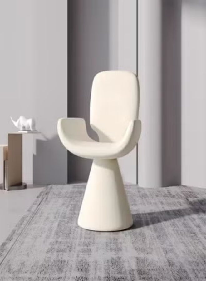 Raffine Modern Sculptural Swivel Accent Chair with Solid Wood Core and Soft Velvet Upholstery, 360-Degree Rotating Designer Chair Featuring Curved Backrest and Pedestal Base for Contemporary Dining, Living, or Statement Interiors 55 x 58 x 82 cm. - Image 4