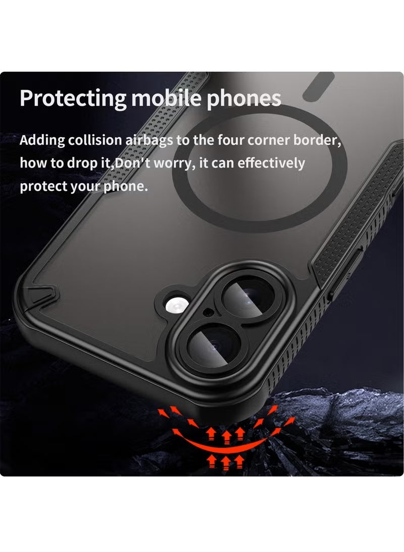 غطاء خلفي مغناطيسي MagSafe لهاتف iPhone 17 حافظة واقية مقاومة للصفرة والصدمات حافظة هاتف مغناطيسية فائقة النحافة وقوية متوافقة مع هاتف Apple iPhone 17 (أسود) - Image 2