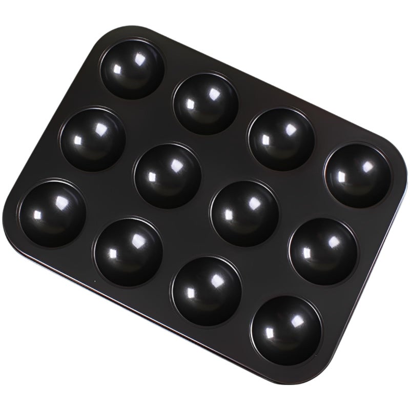Non Stick Carbon Steel 12 Cup Half Round Muffin Pan 38 X 29 Cm Baking Tray - Image 2