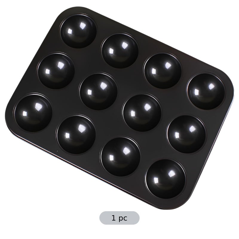 Non Stick Carbon Steel 12 Cup Half Round Muffin Pan 38 X 29 Cm Baking Tray - Image 3