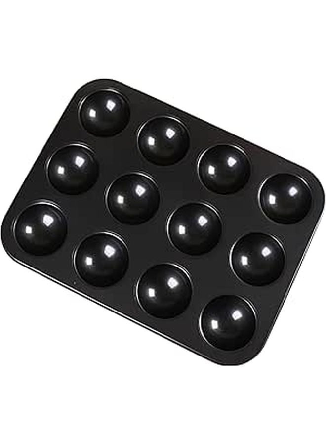 Non Stick Carbon Steel 12 Cup Half Round Muffin Pan 38 X 29 Cm Baking Tray - Image 1