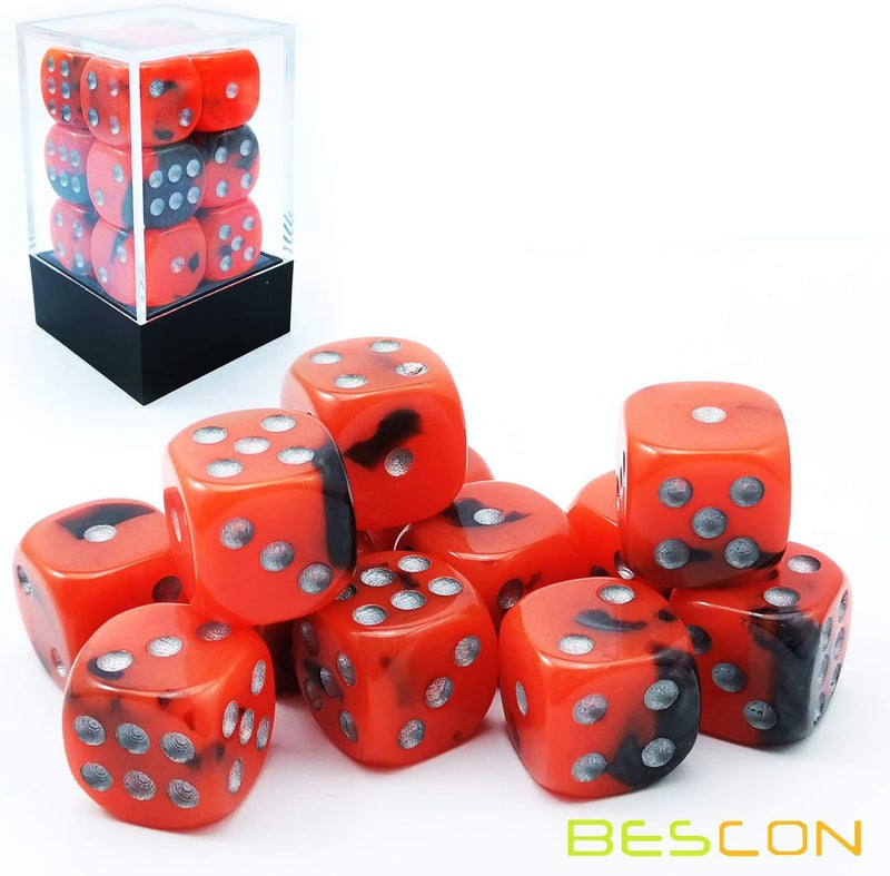 Bescon Two Tone Glowing Dice D6 16mm 12pcs Set HOT Rocks, 16mm Six Sided Die (12) Block of Glowing Dice - Image 3
