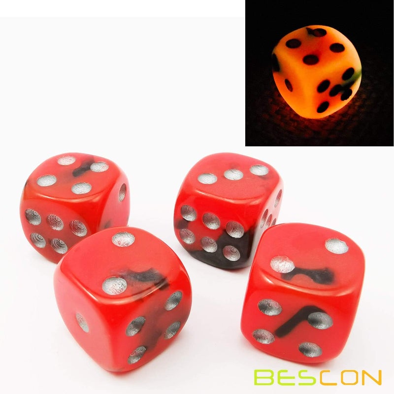 Bescon Two Tone Glowing Dice D6 16mm 12pcs Set HOT Rocks, 16mm Six Sided Die (12) Block of Glowing Dice - Image 5