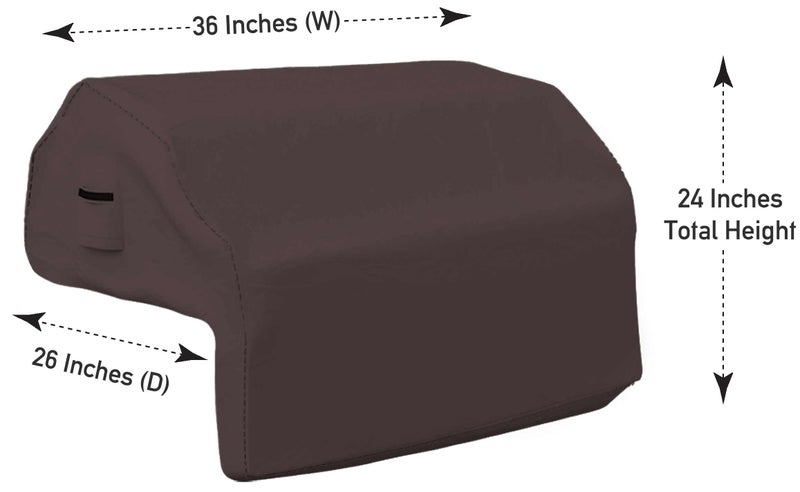 Covers & all Built-in Outdoor Grill Cover, Durable Heavy Duty 18 Oz Waterproof Cover Tuff Material with Air Pocket & Elastic for Snug Fit (36" W x 26" D x 24" H inches, Coffee) - Image 3