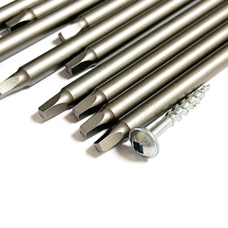 JFOGO 10 Pieces Square Head 2 Magnetic Screwdriver Bits Set SQ2 Power Tools 14 Inch Hex Shank 59 Inch Length Made Of S2 Steel