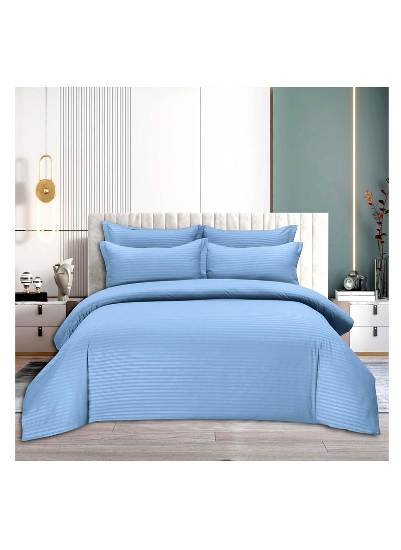 Generic Umeema Super Soft Cotton Striped Duvet Cover Set - 6 Pieces, King Size (220 x 240cm)  - Image 1