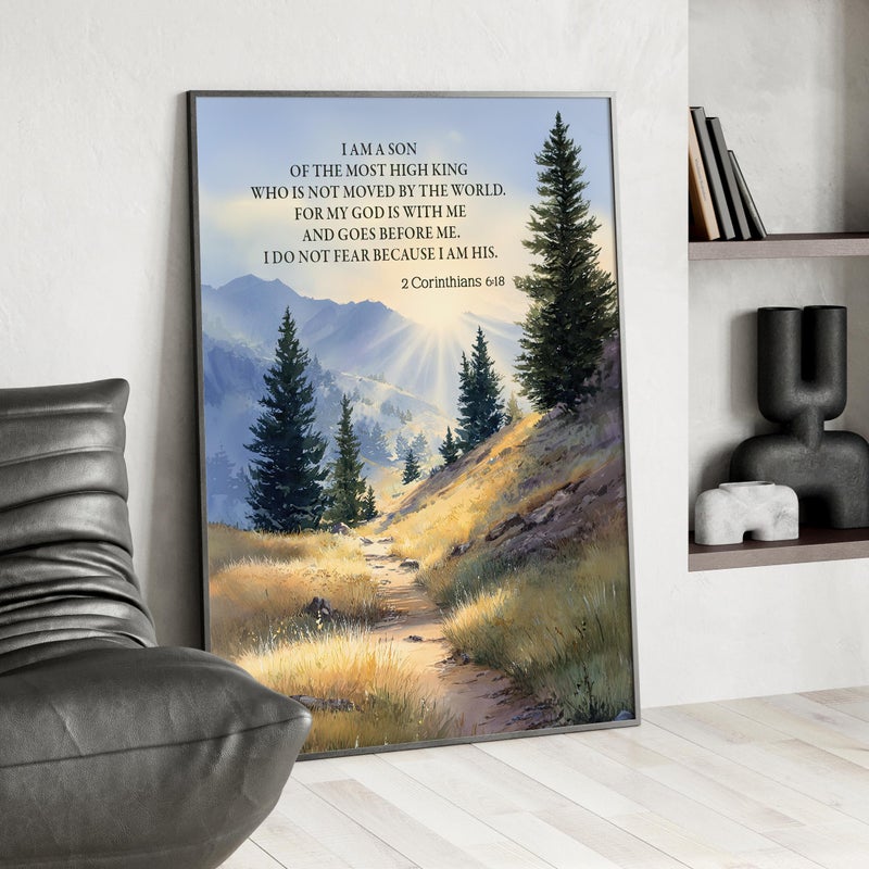 TNESSENTIAL Child of God Affirmation 2 Corinthians 6:18 Bible Verse Wall Art Poster or Canvas Print, Inspirational Faith Print, Boy Nursery Room Decor - Image 3