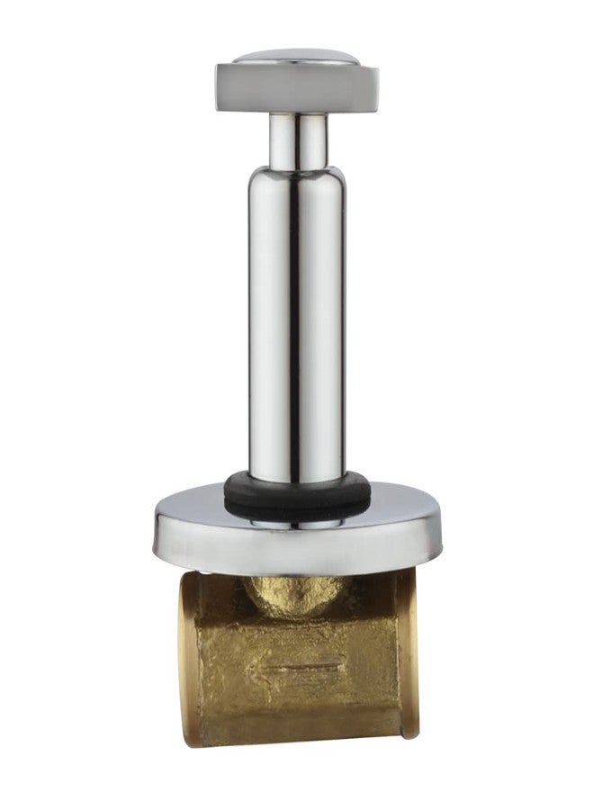 SPAZIO Brass 15 MM (1/2 Inch) Concealed Stop Cock/Concealed Stop Valve Plano Collection for Bathroom with Brass Quarter Turn Fitting & Concealed Flange Silver/Chrome Finish - Pack of 1 - Image 2