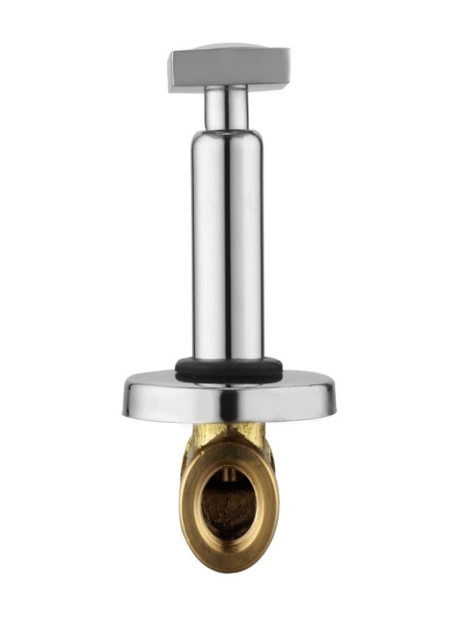 SPAZIO Brass 15 MM (1/2 Inch) Concealed Stop Cock/Concealed Stop Valve Plano Collection for Bathroom with Brass Quarter Turn Fitting & Concealed Flange Silver/Chrome Finish - Pack of 1 - Image 3