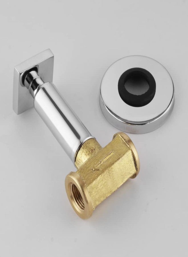 SPAZIO Brass 15 MM (1/2 Inch) Concealed Stop Cock/Concealed Stop Valve Plano Collection for Bathroom with Brass Quarter Turn Fitting & Concealed Flange Silver/Chrome Finish - Pack of 1 - Image 4