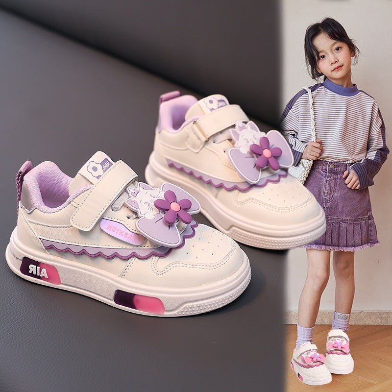 Girls' Board Shoes 2025 Spring New Arrival Bow Shoes Autumn Cute Girls' Casual Shoes All-Match Princess Shoes - Image 3