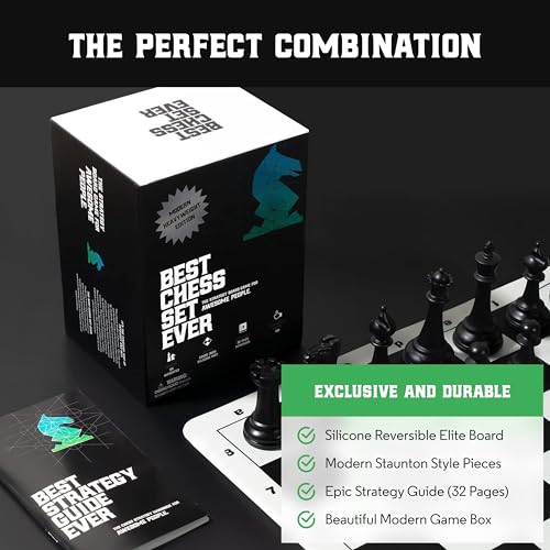Chess Geeks أفضل مجموعة شطرنج على الإطلاق 3X مجموعة شطرنج بوزن ثلاثي بحجم البطولة (ملك 4 بوصات) قطع ستاونتون الحديثة الكبيرة، 20x20 لوحة مزدوجة الجوانب، سجادة سيليكون قابلة للطي، مجموعة شطرنج احترافية للبالغين والأطفال - Image 4