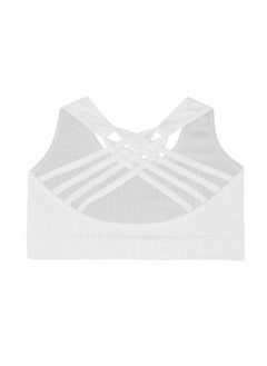 Kurve Kurve Girl’s Sleeveless Tank Top - Seamless Stretchy Strappy Back Crop Racerback Bra- Shirt Sports Bra for Kids, White-83, Small/Medium (Ages 4-8)  - Image 4