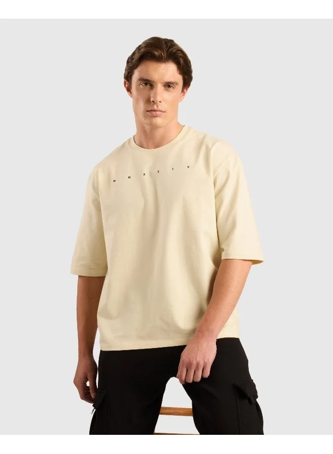 ماسلميند تيشيرت رجالي واسع بكتف ساقط وطبعة جرافيك بلون ثابت وقماش فائق النعومة مقاوم للتكتل يحتفظ بشكله بتقنية التجفيف السريع لراحة طوال اليوم