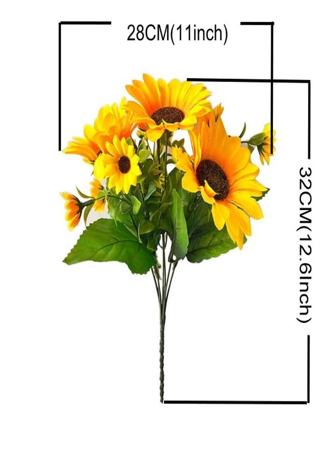 Amajoy 4 Bunches Artificial Sunflower Bouquet, Fake Silk Sunflower Flowers, Realistic Silk Sunflowers for Home Hotel DIY Craft Wedding Party Decoration Indoor and Outdoor Decor, XRK-4 - Image 2