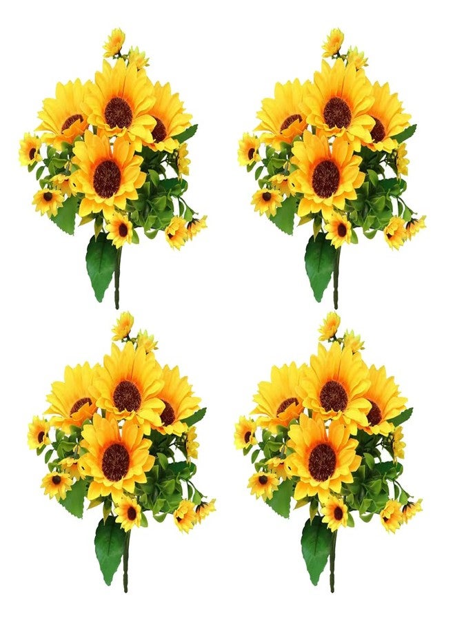 Amajoy 4 Bunches Artificial Sunflower Bouquet, Fake Silk Sunflower Flowers, Realistic Silk Sunflowers for Home Hotel DIY Craft Wedding Party Decoration Indoor and Outdoor Decor, XRK-4 - Image 1
