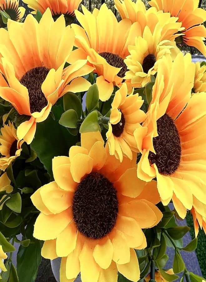 Amajoy 4 Bunches Artificial Sunflower Bouquet, Fake Silk Sunflower Flowers, Realistic Silk Sunflowers for Home Hotel DIY Craft Wedding Party Decoration Indoor and Outdoor Decor, XRK-4 - Image 3