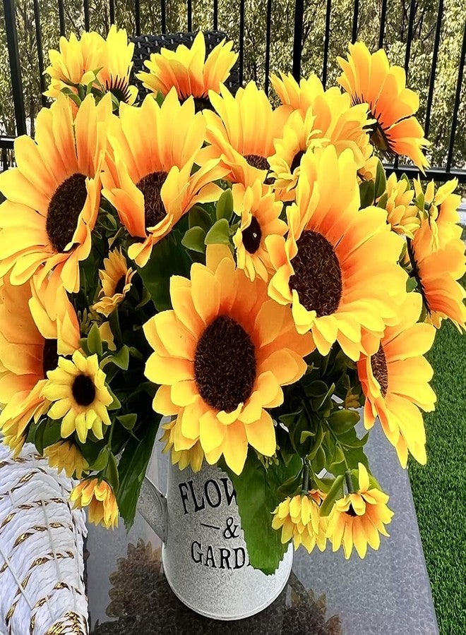 Amajoy 4 Bunches Artificial Sunflower Bouquet, Fake Silk Sunflower Flowers, Realistic Silk Sunflowers for Home Hotel DIY Craft Wedding Party Decoration Indoor and Outdoor Decor, XRK-4 - Image 4