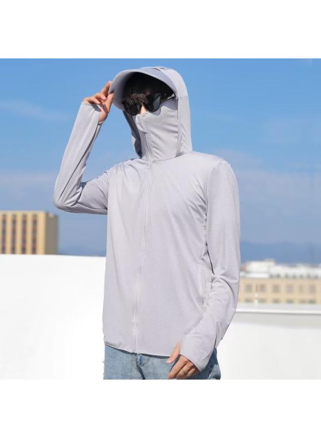 ملابس واقية من الشمس للزوجين، صيفية خفيفة مرنة قابلة للتنفس، من حرير جليدي مضاد للأشعة فوق البنفسجية، سترة واقية من الشمس