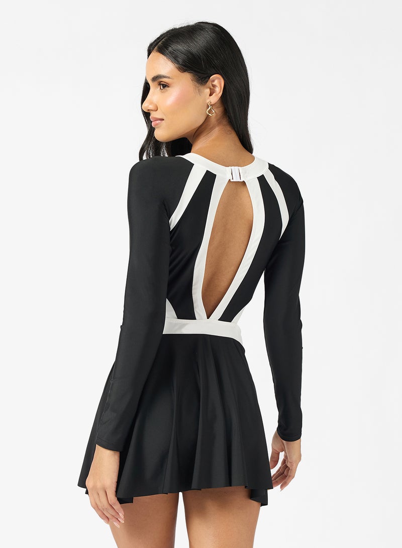 ELLA Long Sleeved Swimsuit With Attached Skirt - Image 3