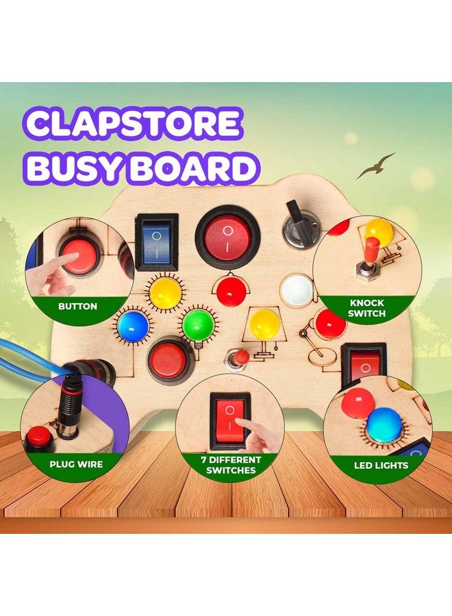 Clapstore Clapstore Toys Montessori Tinker Pad Busy Board with LED Light, Sensory Activity Toy for Toddlers 1-6 Years, Promotes Fine Motor Skills & Brain Development, Montessori Travel Toy for Boys & Girls - Image 4
